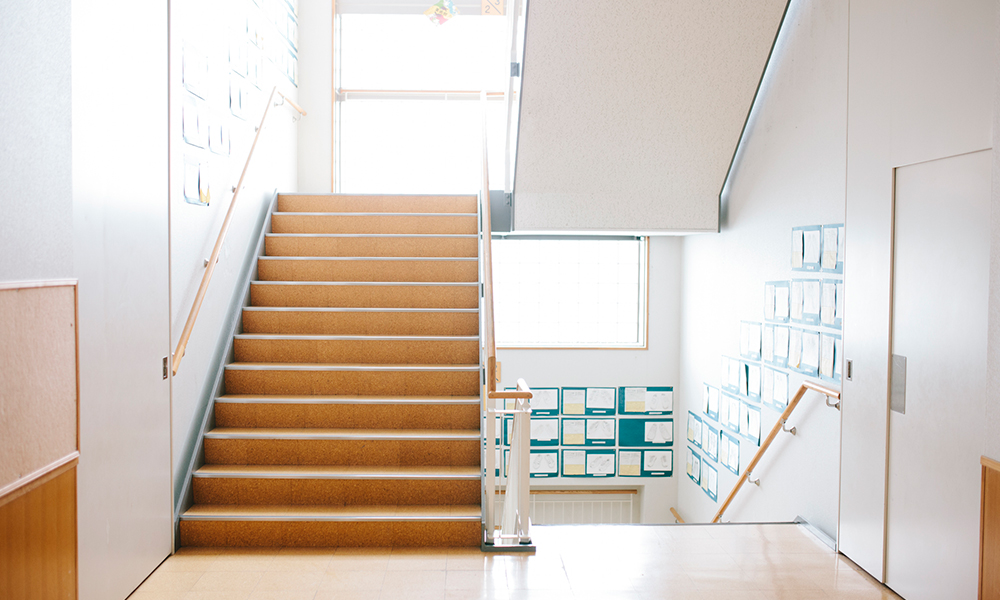 high school stairwell