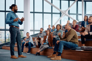 Cleaning professionals undergoing training to improve skills and safety standards.