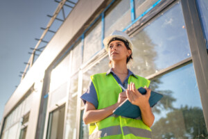 Facilities manager using tablet to implement sustainability in facilities management