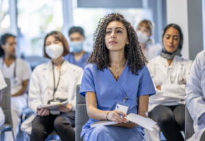 Healthcare team training on infection prevention for healthcare-associated infections.